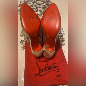 CHRISTIAN LOUBOUTIN Metallic Gold Lame Drapinight Jeweled D'Orsay 100 Heels 39